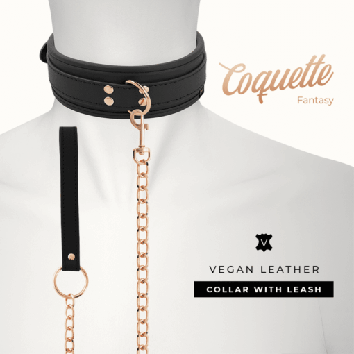 COQUETTE CHIC DESIRE - FANTASY COLLAR CUERO VEGANO CON CORREA Y FORRO DE NEOPRENO - Imagen 4
