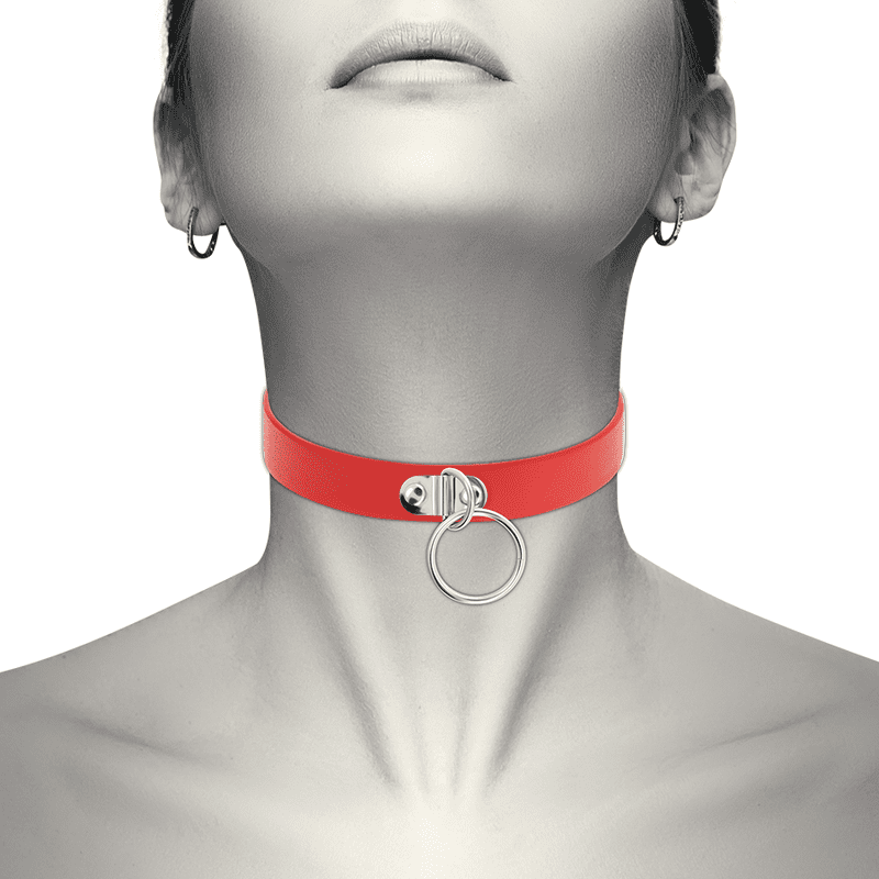 COQUETTE CHIC DESIRE - COLLAR CUERO VEGANO ROJO ACCESORIO WOMAN FETISH - Imagen 2