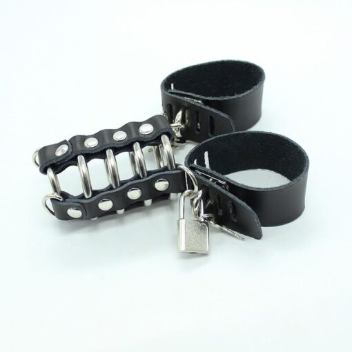 OHMAMA FETISH - JAULA PENE CON ANILLAS METALICAS Y CORREAS PIEL - Imagen 2