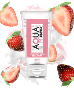 AQUA TRAVEL - LUBRICANTE BASE AGUA SABOR FRESA Y NATA - 50 ML