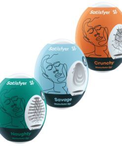 SATISFYER - 3 HUEVOS MASTURBADORES NAUGHTY, SAVAGE  CRUNCHY
