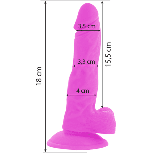 DIVERSIA - DILDO REALÍSTICO FLEXIBLE CON VIBRACIÓN LILA 18 CM -O- 4 CM - Imagen 3