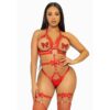 LEG AVENUE - KINK - TEDDY ARNÉS CON TACHUELAS TALLA S - ROJO