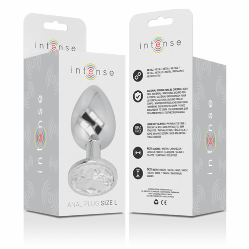 INTENSE - PLUG ANAL METAL ALUMINIO CON CRISTAL PLATA TALLA L - Imagen 5