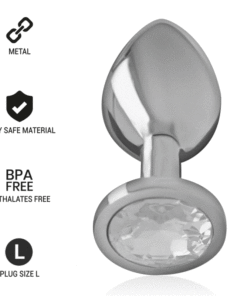 INTENSE - PLUG ANAL METAL ALUMINIO CON CRISTAL PLATA TALLA L