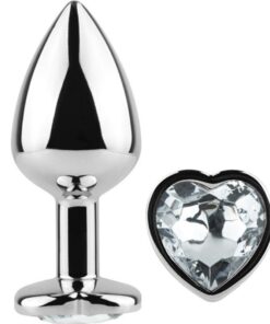 SECRETPLAY - METAL BUTT PLUG CORAZÓN TRANSPARENTE TALLA S 7 CM