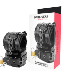 DARKNESS - ESPOSAS CUERO AJUSTABLES MANOS NEGRO CON CANDADO