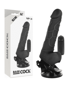BASECOCK REALISTIC VIBRADOR CONTROL REMOTO NEGRO 18.5CM