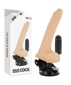 BASECOCK REALISTIC VIBRADOR CONTROL REMOTO NATURAL 20CM CON TESTICULOS