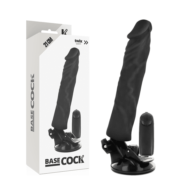 BASECOCK REALISTIC VIBRADOR CONTROL REMOTO NEGRO - NEGRO 21CM