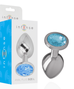 INTENSE - PLUG ANAL METAL ALUMINIO CON CRISTAL AZUL TALLA L