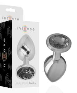 INTENSE - PLUG ANAL METAL ALUMINIO CON CRISTAL NEGRO TALLA L