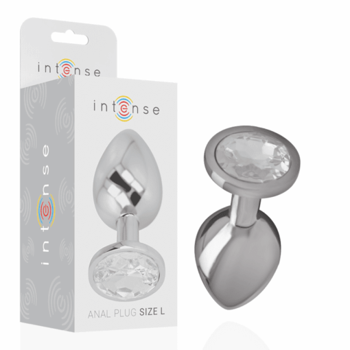 INTENSE - PLUG ANAL METAL ALUMINIO CON CRISTAL PLATA TALLA L - Imagen 2