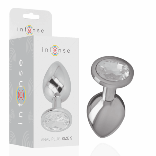 INTENSE - PLUG ANAL METAL ALUMINIO CON CRISTAL PLATA TALLA S - Imagen 2