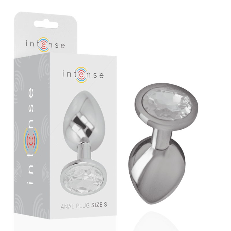 INTENSE - PLUG ANAL METAL ALUMINIO CON CRISTAL PLATA TALLA S - Imagen 2