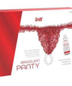 INTT RELEASES - PANTY BRASILEÑO ROJA CON PERLAS Y GEL LUBRICANTE 50 ML