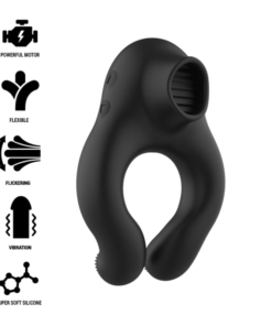 BLACKSILVER - ANILLO VIBRADOR SILICONA 3 MOTORES RECARGABLE NEGRO