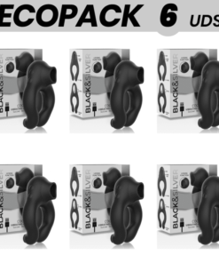 ECOPACK 6 UDS - BLACKSILVER ANILLO VIBRADOR SILICONA 3 MOTORES RECARGABLE NEGRO