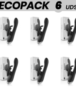 ECOPACK 6 UDS - BLACKSILVER ADAM ESTIMULADOR RABBIT SILICONA RECARGABLE NEGRO
