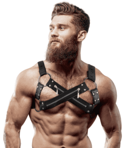 FETISH SUBMISSIVE ATTITUDE - ARNÉS BULLDOG AJUSTABLE NEOPRENO PECHO CRUZADO CON CREMALLERAS HOMBRE