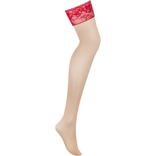 OBSESSIVE - LACELOVE MEDIAS DE ENCAJE ROJO XS/S - Imagen 5