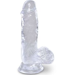 KING COCK - CLEAR PENE REALÍSTICO CON TESTÍCULOS 10.1 CM TRANSPARENTE