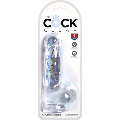 KING COCK - CLEAR PENE REALÍSTICO CON TESTÍCULOS 13.5 CM TRANSPARENTE - Imagen 5