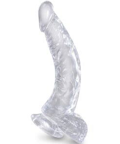 KING COCK - CLEAR PENE REALÍSTICO CURVADO CON TESTÍCULOS 16.5 CM TRANSPARENTE