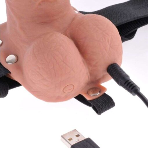 FETISH FANTASY SERIES - ARNÉS AJUSTABLE PENE REALÍSTICO CON TESTÍCULOS RECARGABLE Y VIBRADOR 17.8 CM - Imagen 4