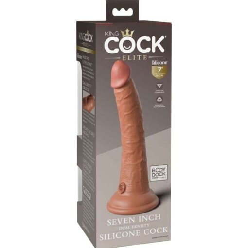 KING COCK - ÉLITE DILDO REALÍSTICO SILICONA 17.8 CM CARAMELO - Imagen 5