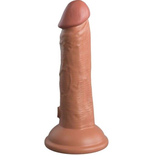 KING COCK - ÉLITE DILDO REALÍSTICO VIBRADOR  SILICONA 15.2 CM CARAMELO - Imagen 4