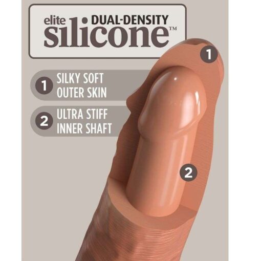 KING COCK - ÉLITE DILDO REALÍSTICO VIBRADOR  SILICONA 20.3 CM CARAMELO - Imagen 5