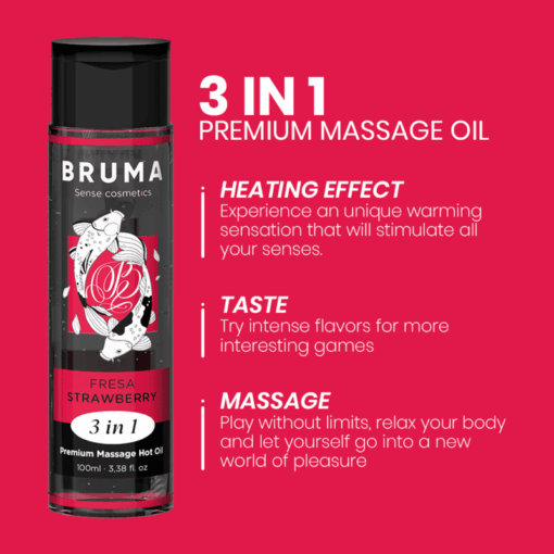 BRUMA - ACEITE DE MASAJE PREMIUM EFECTO CALOR SABOR FRESA 3 EN 1 - 100 ML - Imagen 4