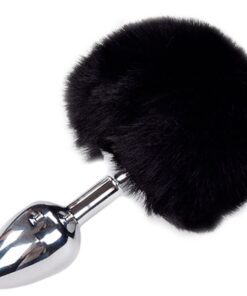 ALIVE - ANAL PLEASURE PLUG LISO METAL POMPON NEGRO TALLA L