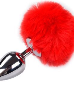 ALIVE - ANAL PLEASURE PLUG LISO METAL POMPON ROJO TALLA M