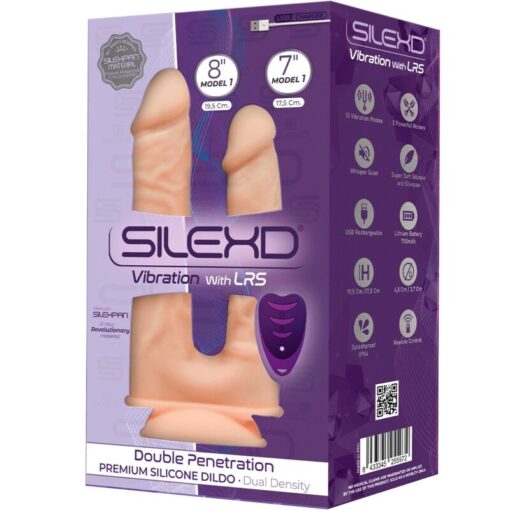 SILEXD - MODELO 1 PENE REALÍSTICO DOBLE PENETRACION VIBRADOR SILICONA PREMIUM SILEXPAN CONTROL REMOTO 17.5 / 19.5 CM - Imagen 3