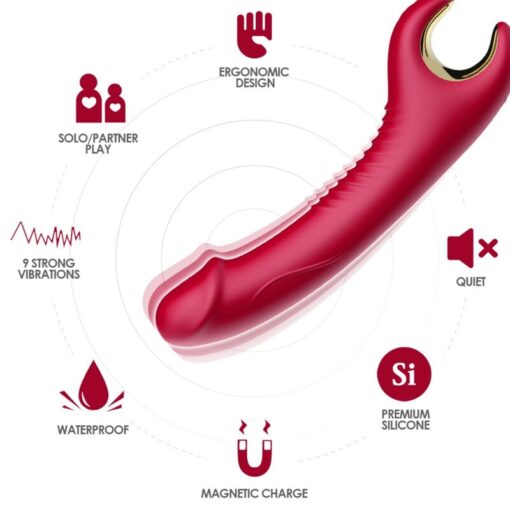 ARMONY - PRINCE DILDO VIBRADOR  ROTADOR ROJO - Imagen 2