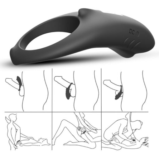 ARMONY - SHARK ANILLO VIBRADOR PAREJAS CONTROL REMOTO NEGRO - Imagen 4
