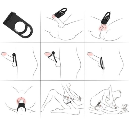ARMONY - TWINS ANILLO DOBLE VIBRADOR PAREJAS NEGRO - Imagen 4