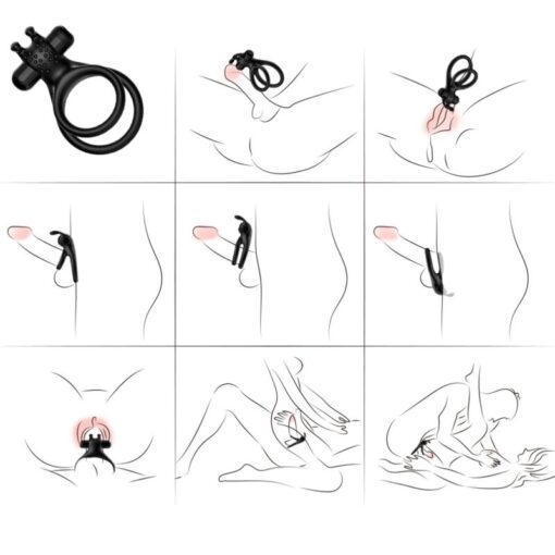 ARMONY - TRAVELER ANILLO DOBLE VIBRADOR PAREJA RABBIT NEGRO - Imagen 4