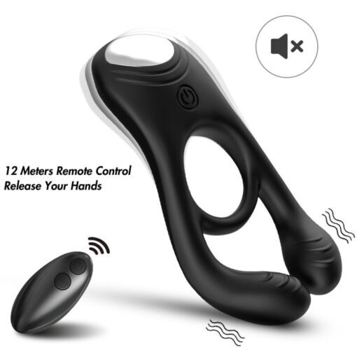 ARMONY - VEYRON ANILLO VIBRADOR DOBLE PINZA CONTROL REMOTO NEGRO - Imagen 4