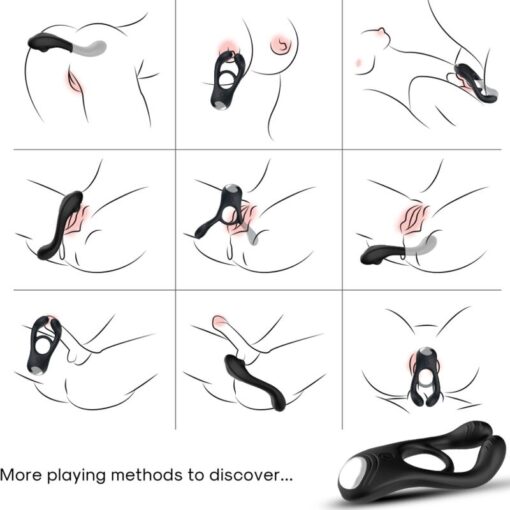 ARMONY - VEYRON ANILLO VIBRADOR DOBLE PINZA CONTROL REMOTO NEGRO - Imagen 3