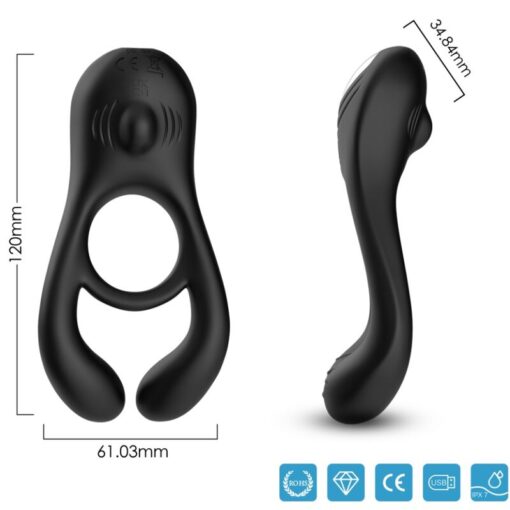 ARMONY - VEYRON ANILLO VIBRADOR DOBLE PINZA NEGRO - Imagen 2