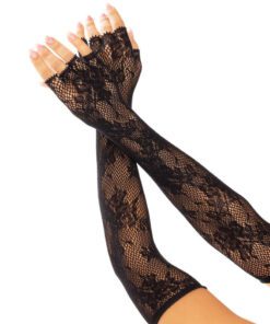 LEG AVENUE - GUANTES SIN DEDOS RED FLORAL BLANCO