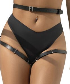 SUBBLIME - ARNÉS CINTURA Y PIERNAS CUERO NEGRO TALLA ÚNICA