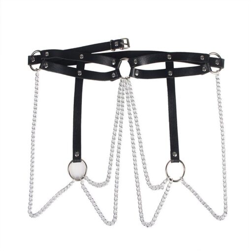SUBBLIME - CINTURON DE CADENAS ANILLAS CUERO NEGRO TALLA ÚNICA - Imagen 4