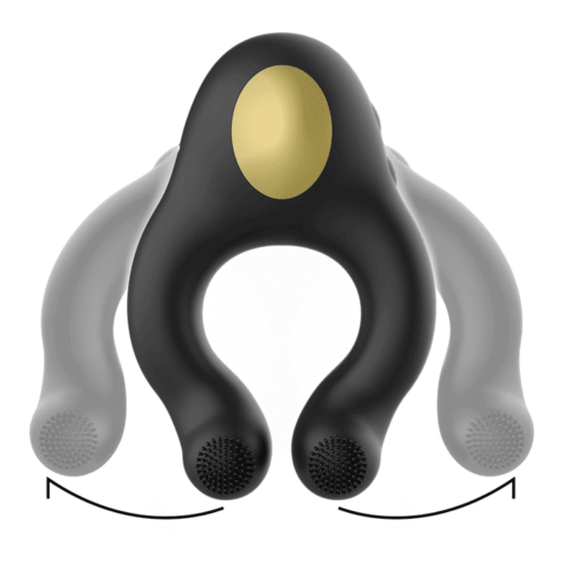 ARMONY - ANILLO VIBRADOR SILICONA 3 MOTORES RECARGABLE NEGRO - DORADO - Imagen 3