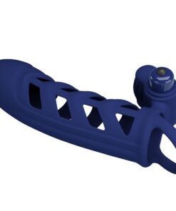 PRETTY LOVE - ALTAF ANILLO VIBRADOR CON FUNDA DE SILICONA AZUL
