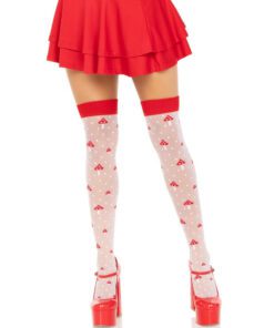 LEG AVENUE - CALCETINES ALTOS CHAMPIÑONES ROJO/BLANCO