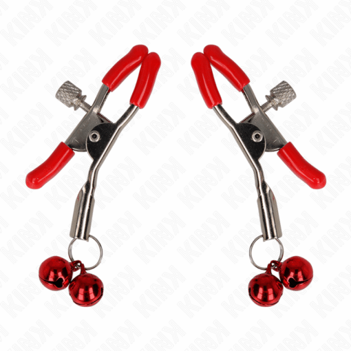 KINK - PINZAS PARA PEZONES ROJAS CON DOBLE CAMPANILLA ROJO 6 CM - Imagen 2